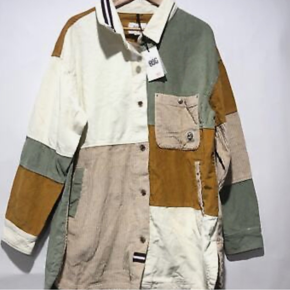 Urban outfitters color block corduroy shirt jacket L